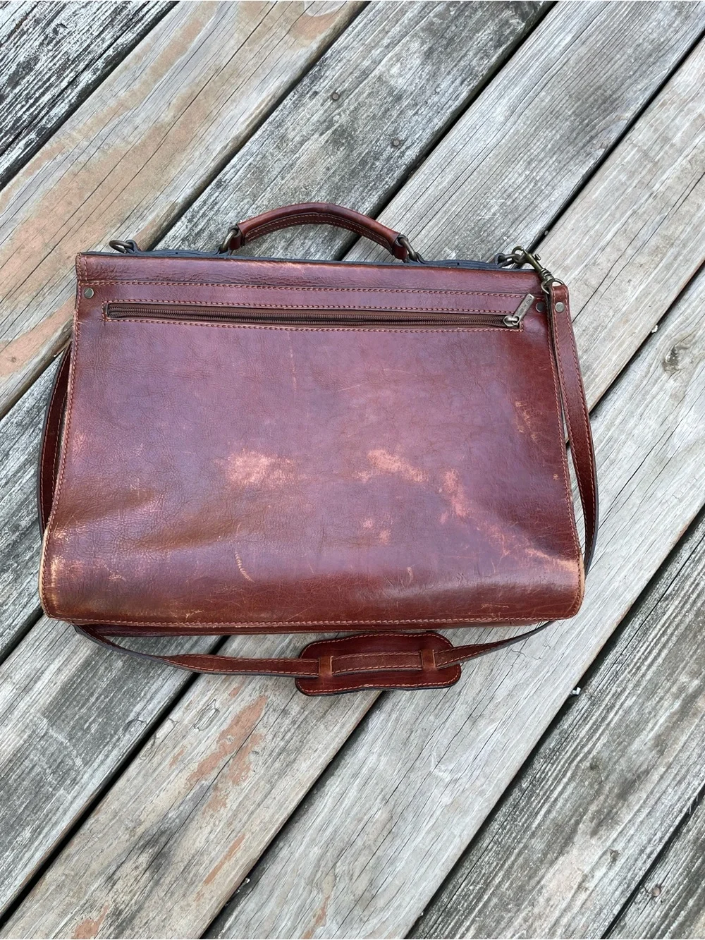Classic Men's Italian, leather Leather Briefcase - Brown